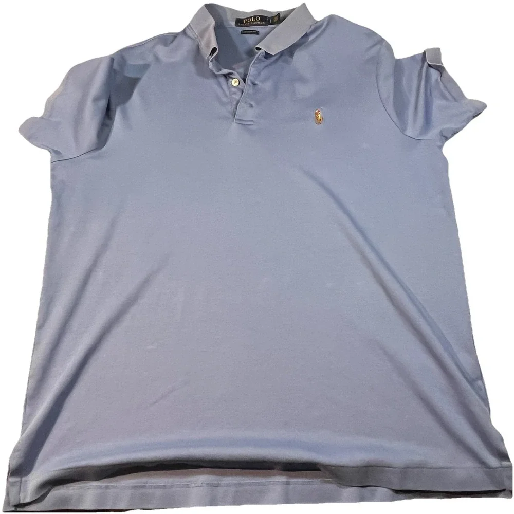POLO RALPH LAUREN MEN'S CLASSIC FIT SHORT SLEEVE Polo Sz L 100% COTTON BLUE Read